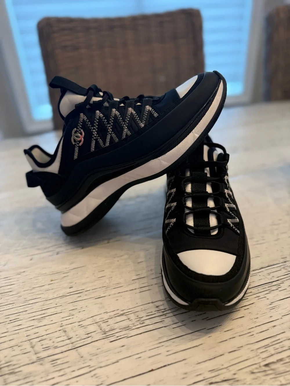 CHANEL Chunky Interlocking CC Logo Sneakers 38 LIKE NEW